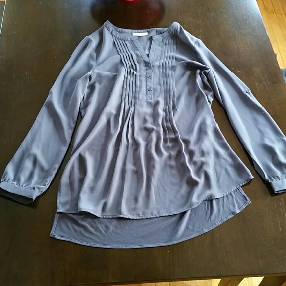 DR2 Tops - DR2 by Daniel Rainn Grey Pleated Blouse